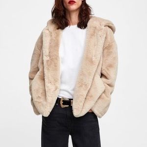 zara faux fur jacket NWT